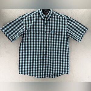 Wrangler George Strait Shirt Mens XL Blue Plaid Button Down Cowboy Rodeo Rancher